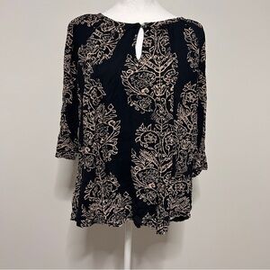 Lucky Brand 2XL/2G Boho Paisley  Flowy 3/4 Length Sleeve lightweight Blouse